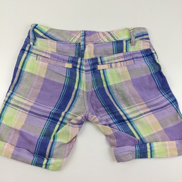 Old Navy Girls Purple Plaid Linen Shorts Size 10 - Picture 7 of 10